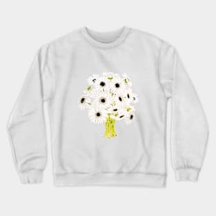 white gerbera flowers ink and watercolor Crewneck Sweatshirt